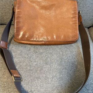 Coach Brown Leather Messenger Bag with Adjustable Strap